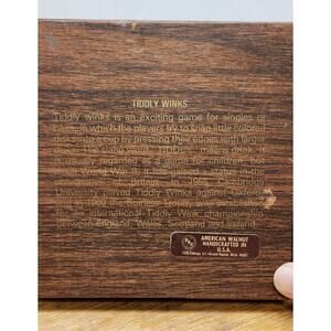 Vintage Tiddly Winks The Drueke Co. No 1998 American Walnut Wood Made In USA